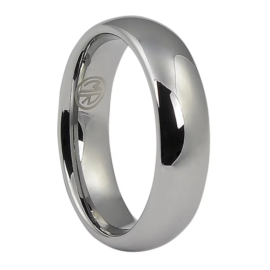 polished tungsten ring for men