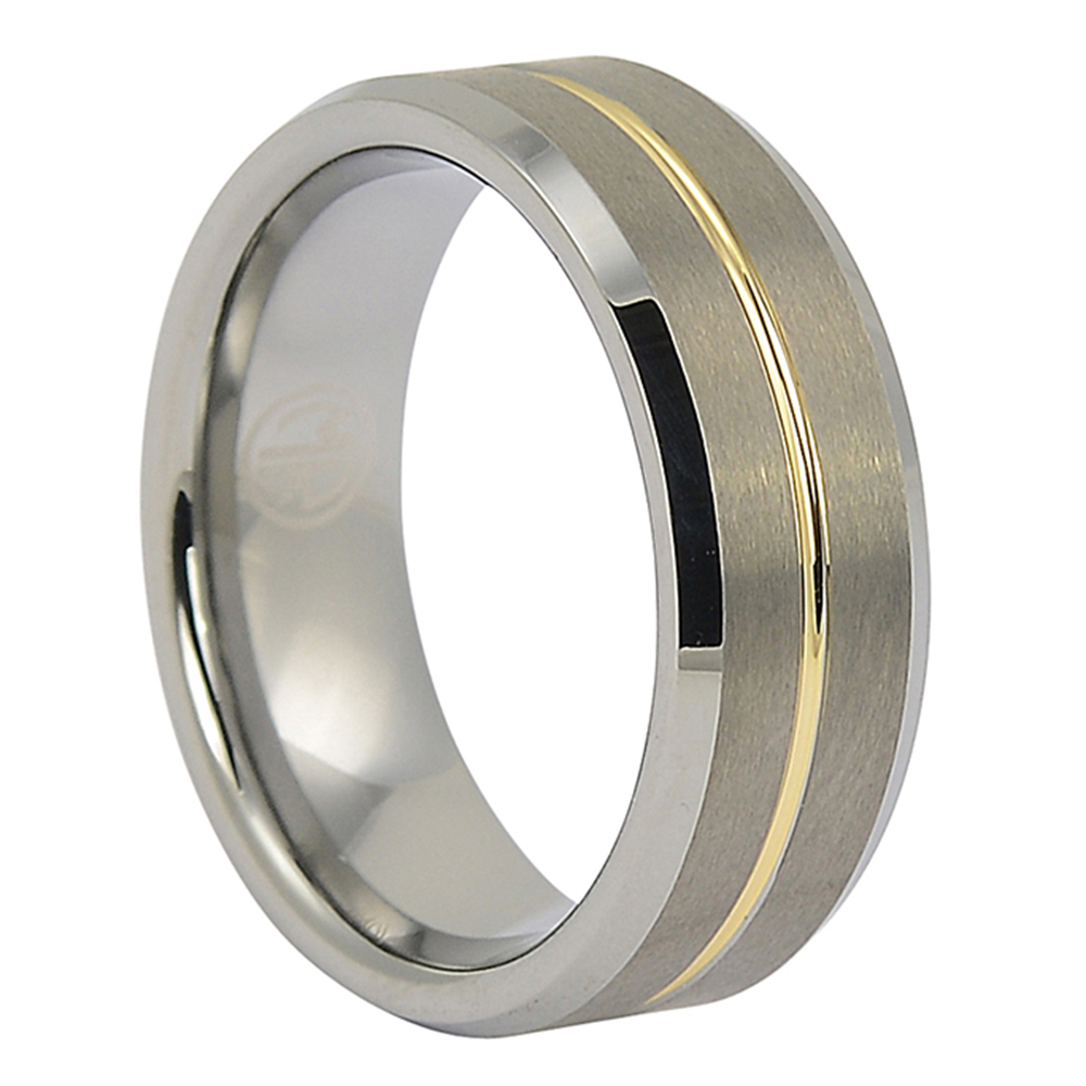thumbnail image 2 of 7mm Tungsten Ring With Silver Strip – Men's Nickel-Free Wedding Band By Elma Jewellery 2 of 5