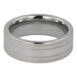 Wide Flat Polished Tungsten Ring with Dual Brushed Line Accents