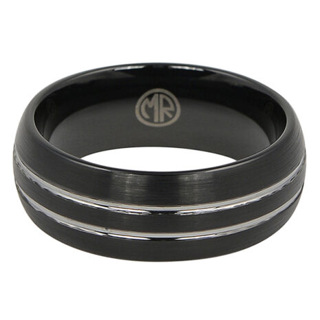 FTR-062-Black Brushed Tungsten Ring With Twin Grooves-2 ftr-062-black-brushed-tungsten-ring-with-twin-grooves-2