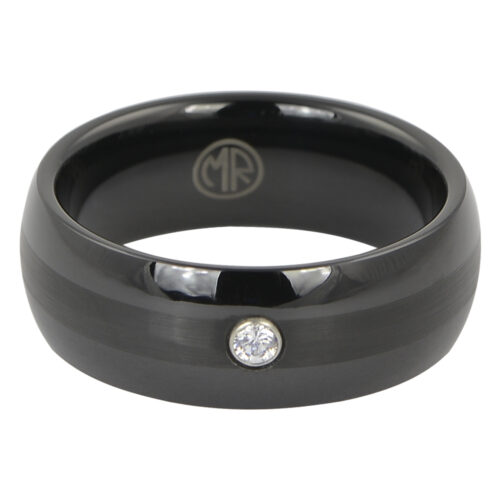 Black Tungsten Ring With Single Stone