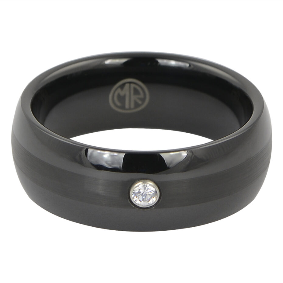 Black Tungsten Ring With Single Stone
