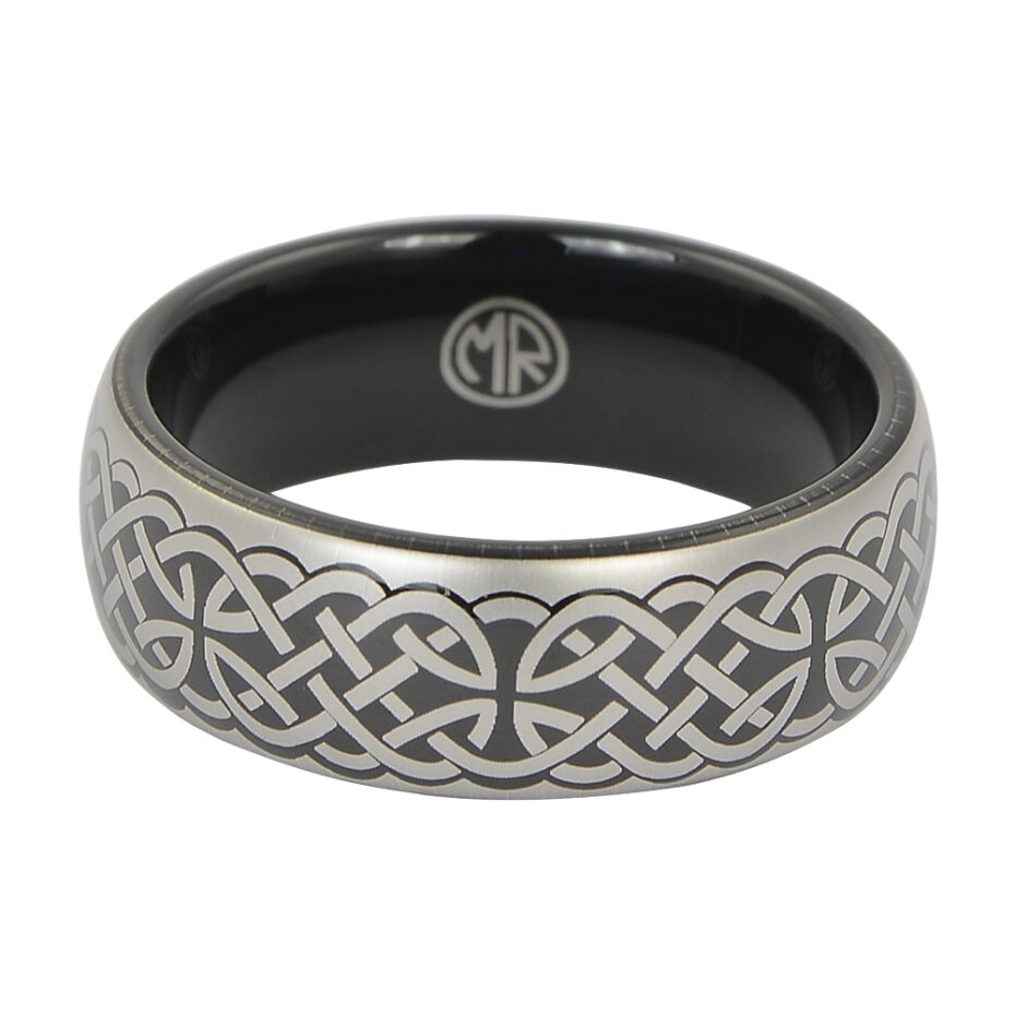 Black Celtic Mens Tungsten Ring