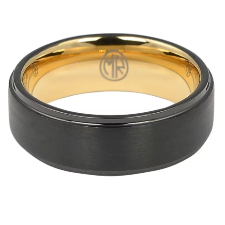 FTR-097-Black Tungsten Mens Ring With Rose Gold-2 ftr-097-black-tungsten-mens-ring-with-rose-gold-2