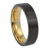 Brushed Mens Black Gold Ring