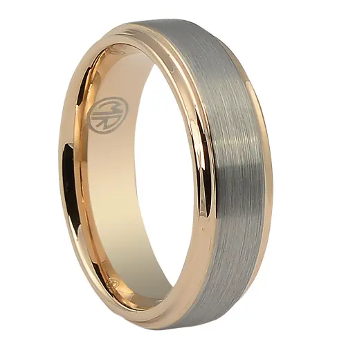 Ridge Edge Mens Tungsten "Ion+" Rose Gold Ring