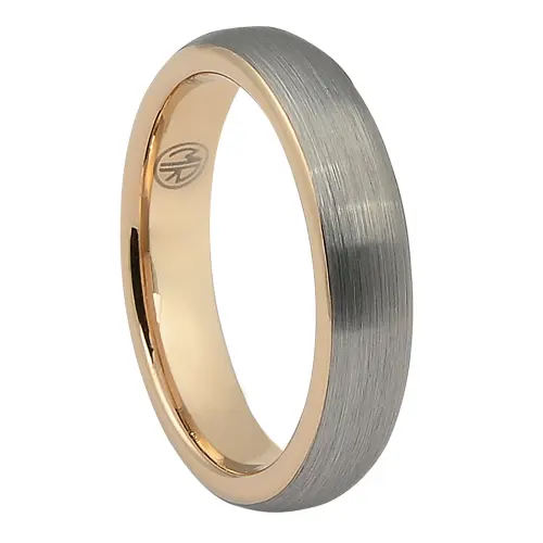 Brushed Dome Tungsten "Ion+" Rose Gold Mens Ring