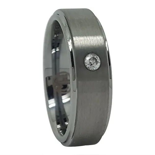 Mens 8mm Engagement Ring With Single Simulated Diamond