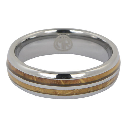 Tungsten and whiskey barrel mens ring
