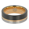 Black and rose gold tungsten mens ring