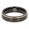 Tungsten faceted rose gold mens ring