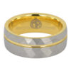 Tungsten faceted gold mens ring