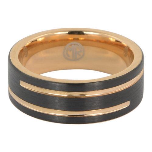 Black Rose Gold Tungsten Mens Ring