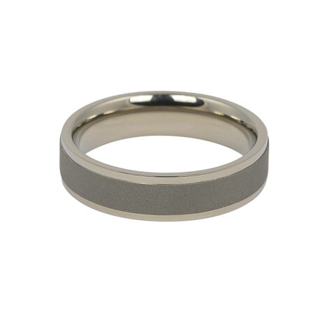 ITR-062 - Dark Stone Brushed Titanium Ring Flat Dark Stone Brushed Titanium Ring Flat