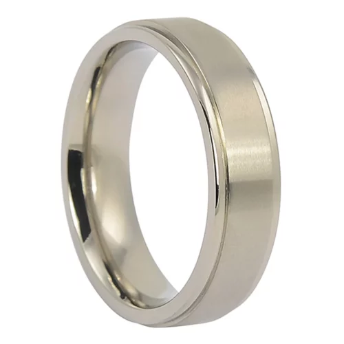 ITR-067 - Raised Centre Brushed Titanium Mens Wedding Ring
