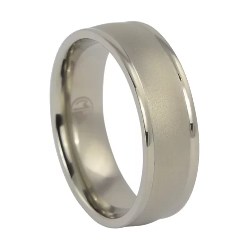 Titanium Mens Ring with Stone Brushed Finish