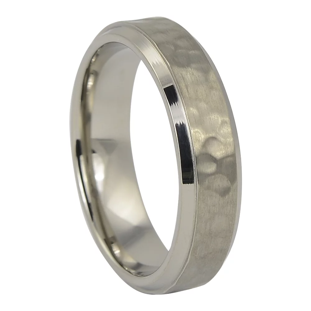 Hammered 6mm Titanium Wedding Ring