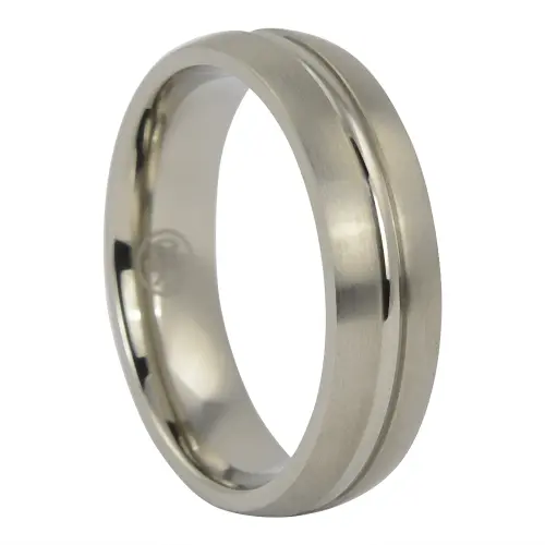 Brushed Titanium 7mm Wedding Ring with Raised Centerline