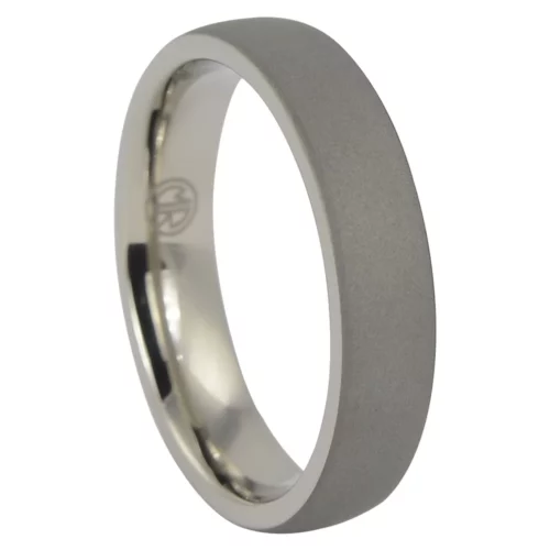 Dark Thin Matte Finish Titanium Dome Men’s Ring