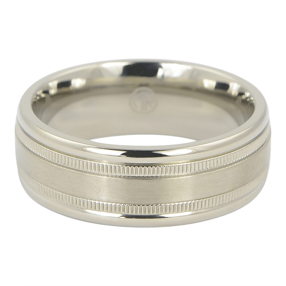 Titanium Milgrain Mens Wedding Ring