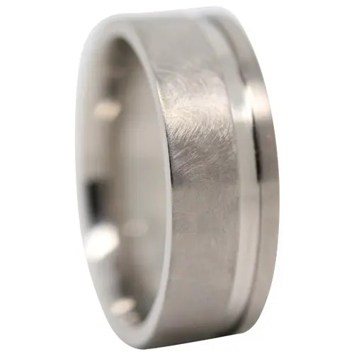 Wide "Comet" Grooved Titanium Mens Ring