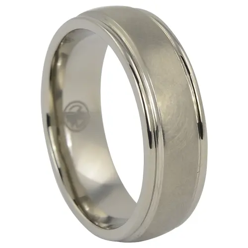 Rounded "Comet" 7mm Titanium Mens Ring With Polished Edges
