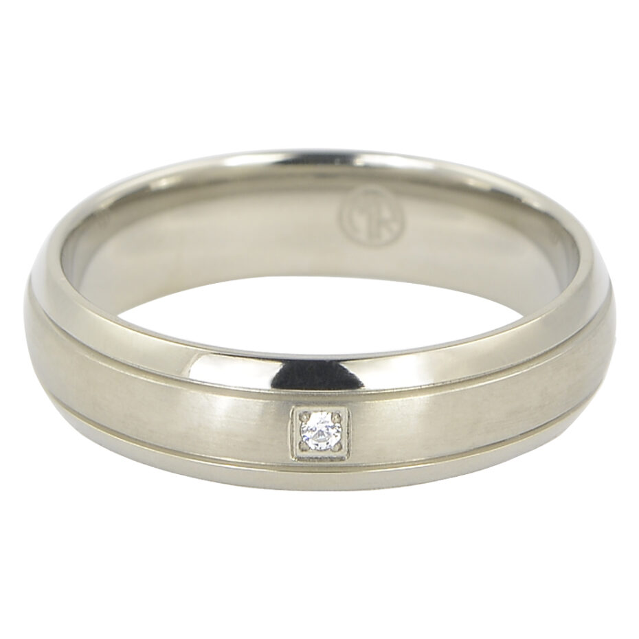 Titanium Mens Engagement Ring With Single Stone