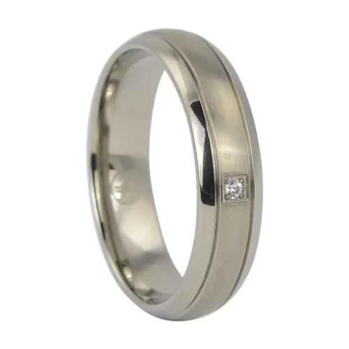 Titanium Mens Engagement Ring With Single Stone