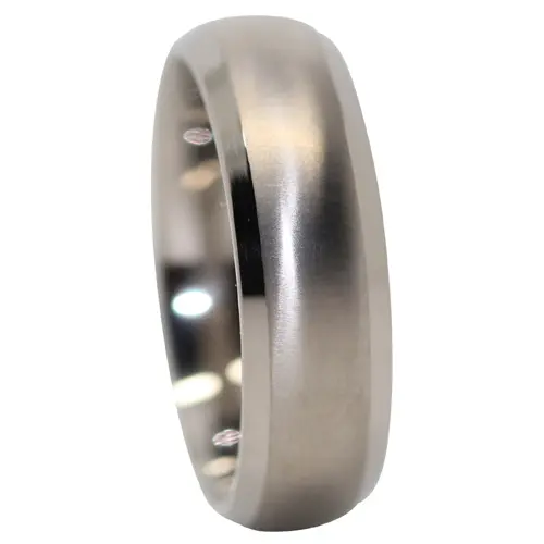 Satin 7mm Mens Titanium Wedding Ring With Polished Edges