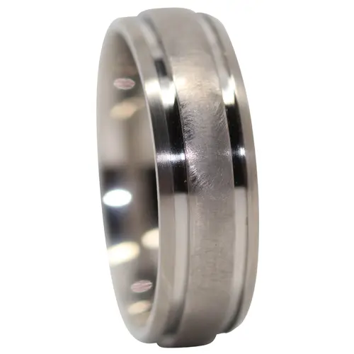 "Comet" Titanium 7mm Mens Ring With Twin Grooves