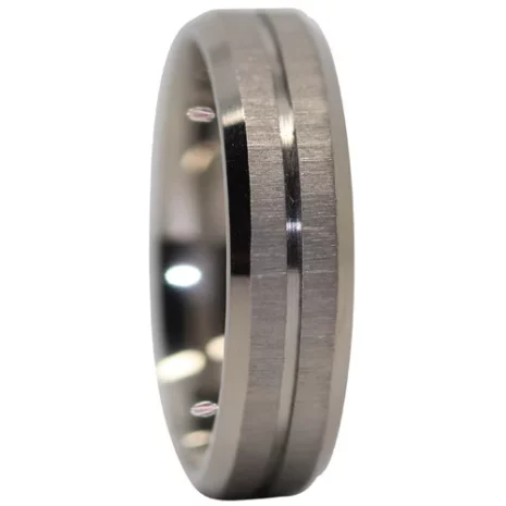 Brushed Titanium 6mm Mens Ring With Tapered Edges