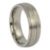 Satin Finish Grooved Titanium Wedding Ring