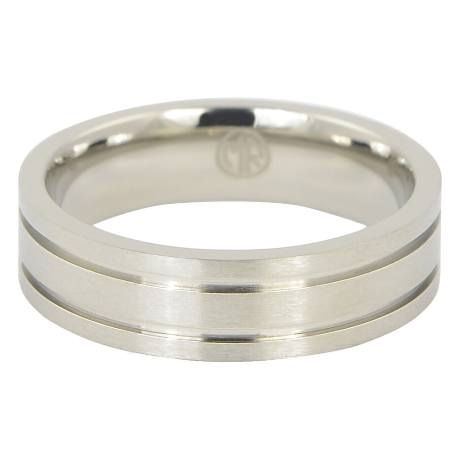 Satin Finish Titanium Mens Wedding Ring