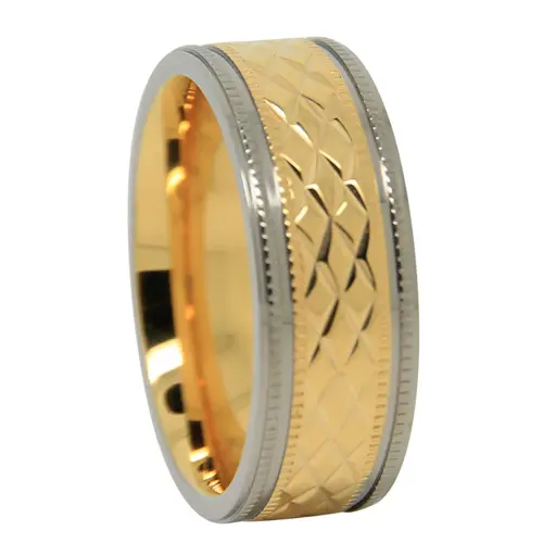Gold Plated Titanium Mens 8mm Wedding Ring