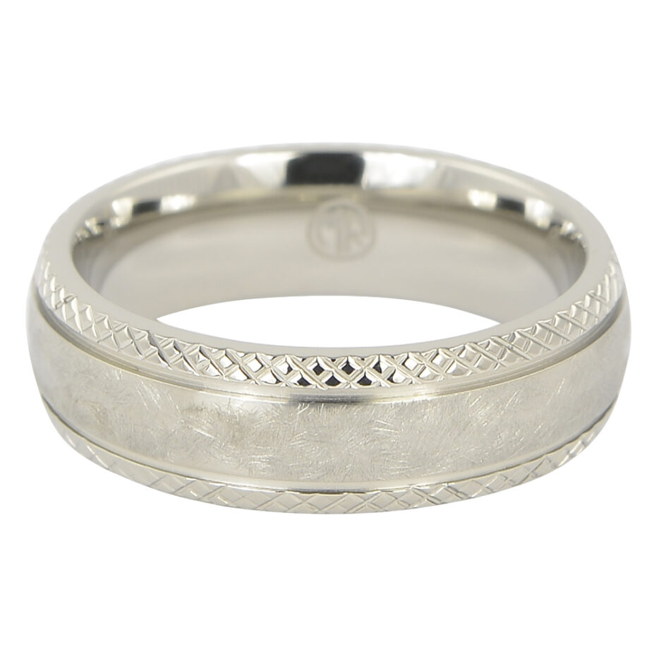 Distressed Finish Comet Titanium Mens Wedding Ring
