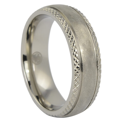 Distressed Finish Comet Titanium Mens Wedding Ring