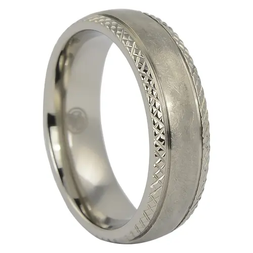 Distressed Finish Comet 7mm Titanium Mens Wedding Ring