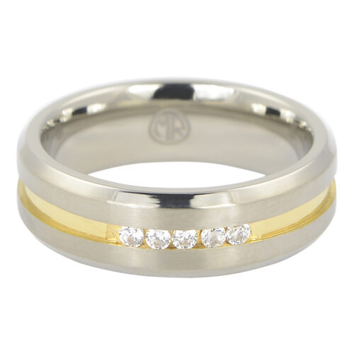 Mens Titanium Wedding Ring With Gold Centreline
