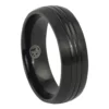 Triple Groove Black Titanium Mens Ring