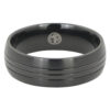 Triple Groove Black Titanium Mens Ring