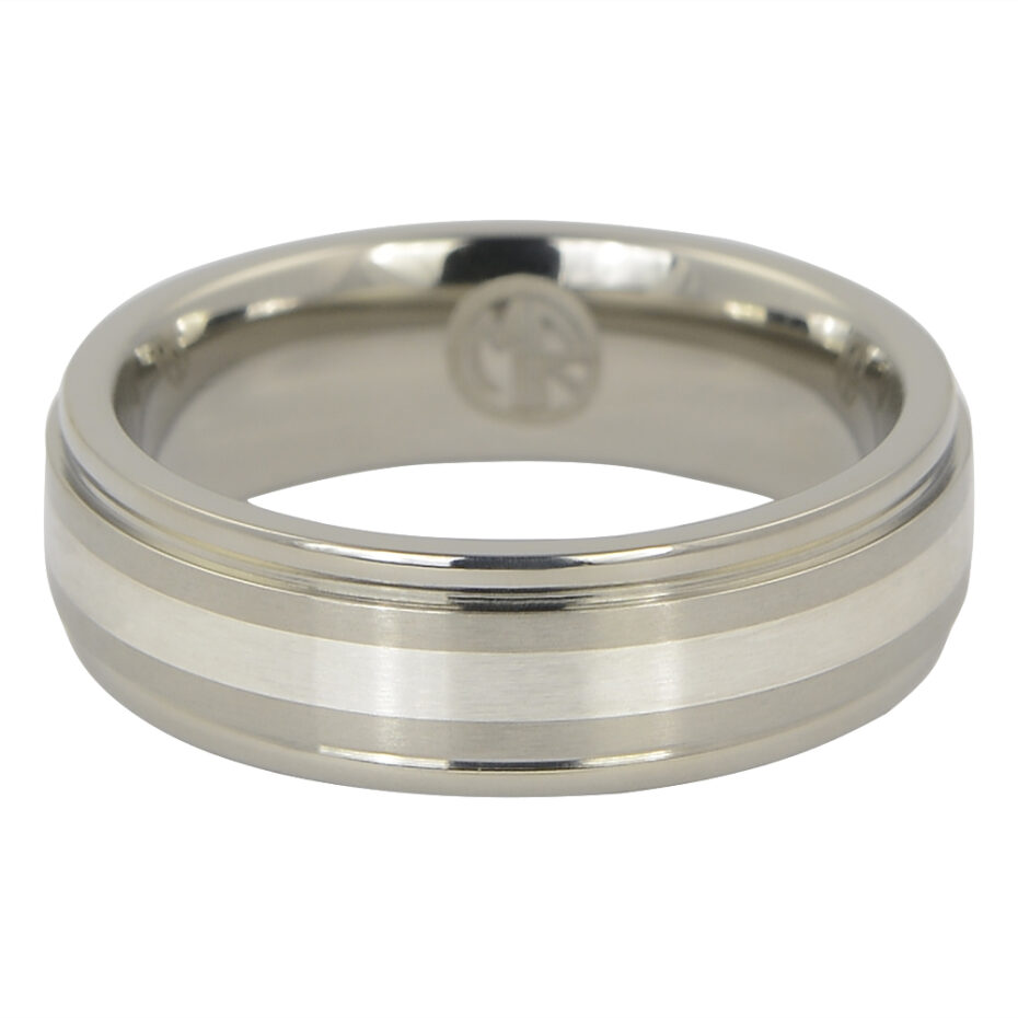 Titanium Wedding Ring With Solid Silver Inlay