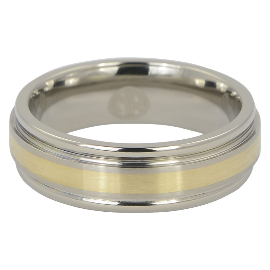 Titanium Wedding Ring With Solid 14k Gold Inlay