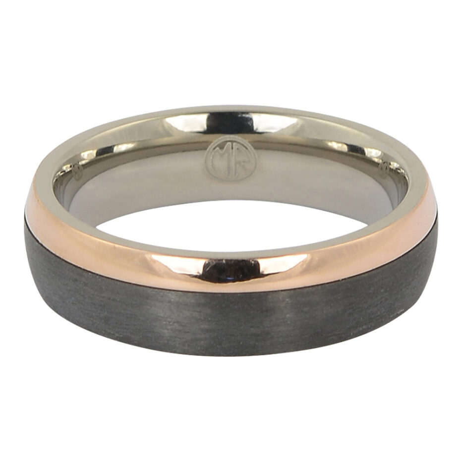 Titanium and rose gold mens ring