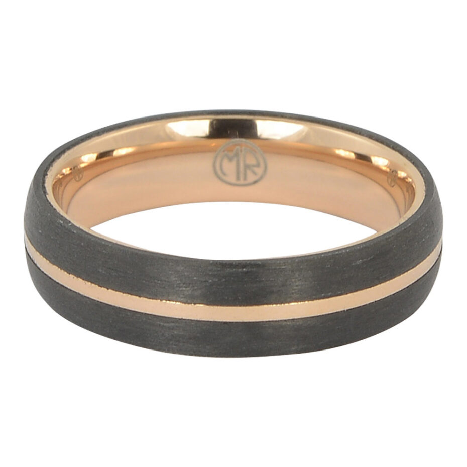 Carbon Fibre and gold titanium mens ring