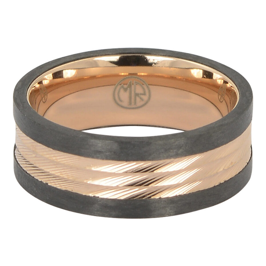 Carbon fibre titanium gold mens ring