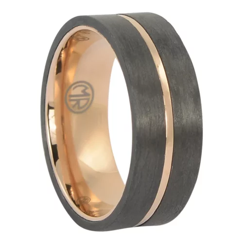 Carbon fibre titanium gold mens ring
