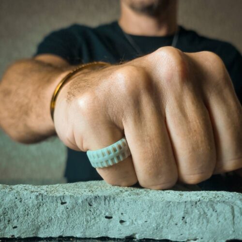Tyre Tread Grey Mens Silicone Rings