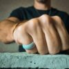 Light Grey Mens Silicone Ring with Pattern