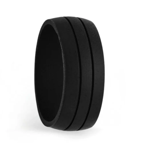 Mens Twin Groove Black Silicone Rings Australia