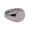 Polished Steel Round Mens Signet Ring